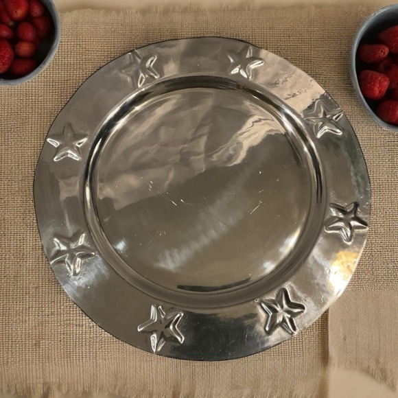 Large Serving Bowl & Set Of 4 Chargers Handcrafted In Mexico STAR Embellishment - Picture 8 of 11